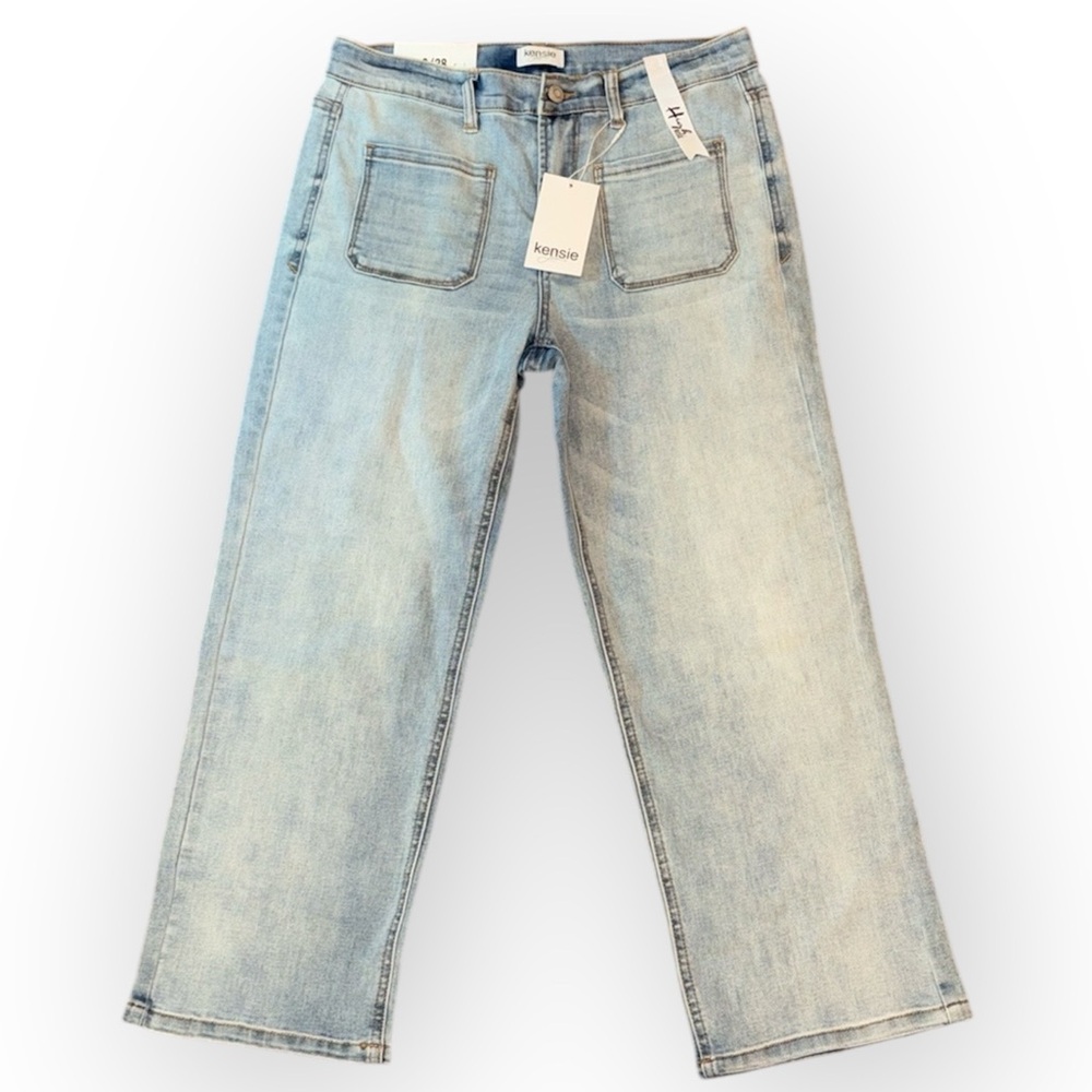 Kensie The Relaxed Straight High Rise cropped denim jeans